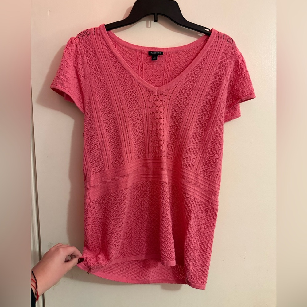 Torrid Pink Coral Everyday Soft Pullover Pointelle Sweater